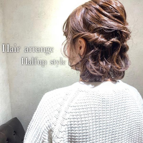 ショートボブ×ハーフアップ10