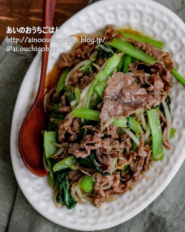 簡単で人気!牛肉と小松菜の中華炒め