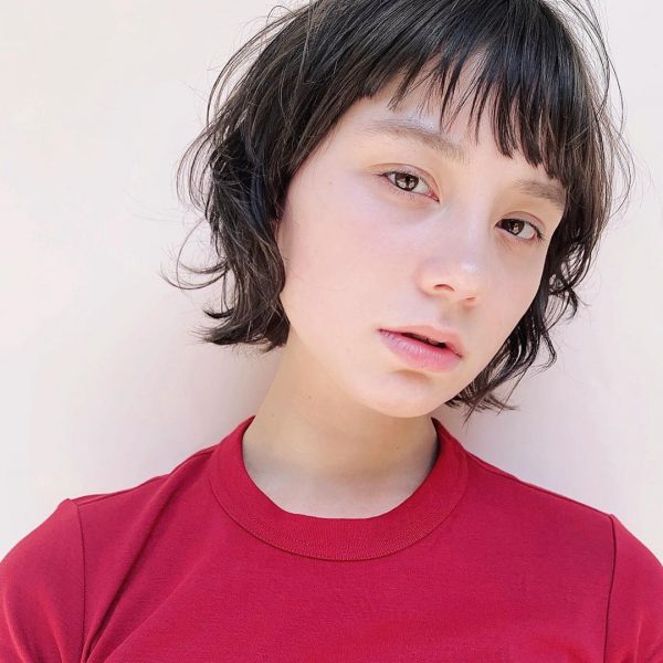 上品さがある丸顔×ショートボブパーマ15