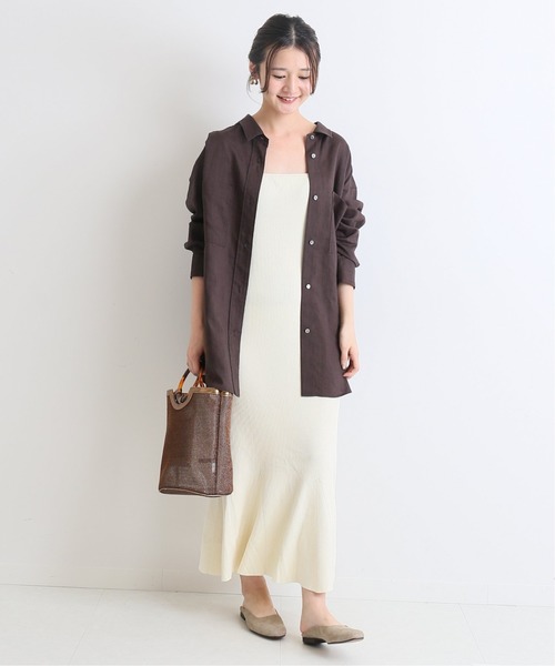 ロングシャツ×ニットロングワンピース