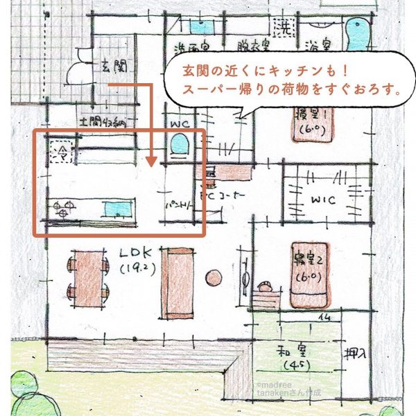 帰ったらすぐ部屋着になれる、玄関とクローゼットが近い間取り。4