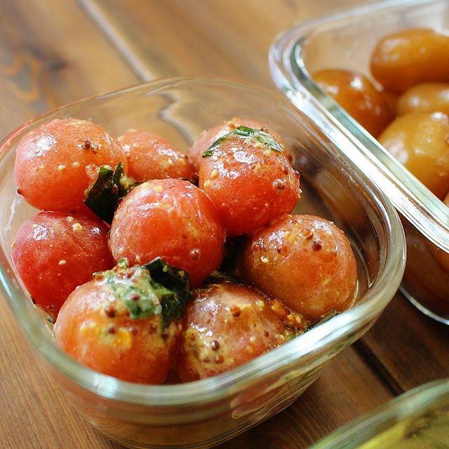早い簡単!トマトのバジルマスタード和え