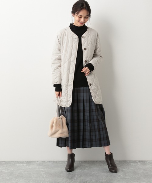 キルティングコートの服装