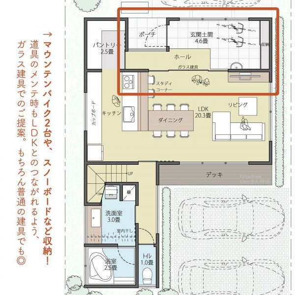 ただいま！で顔を合わせる、家族の帰りをお出迎え間取り。3