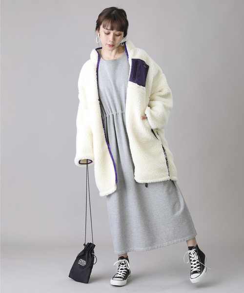 ロングボアブルゾン×ワンピース