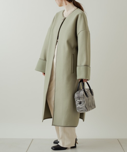 Kastane ボアベストセットパイピングコート
