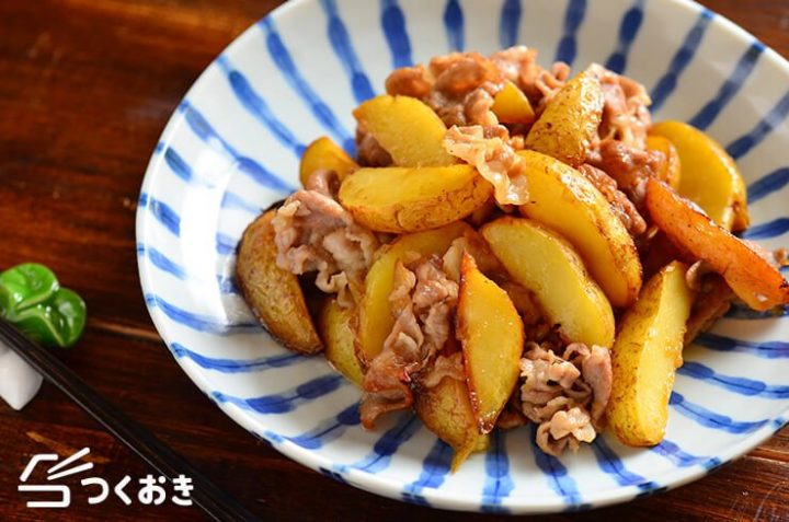 人気のおかず。豚肉とじゃがいもの照り焼き