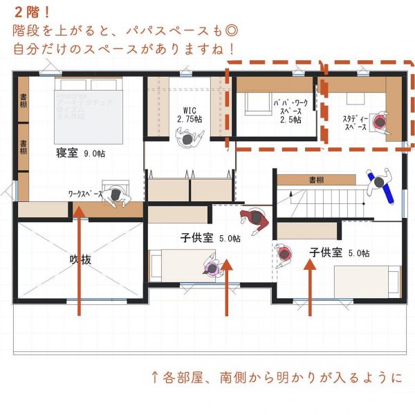 キッチン近くにママスペース！書類書いたり、趣味もできる間取り。5