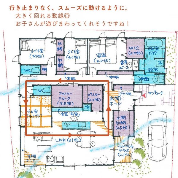 すごしやすい秋風がそよぐ、南側LDKがさわやかな平屋。4