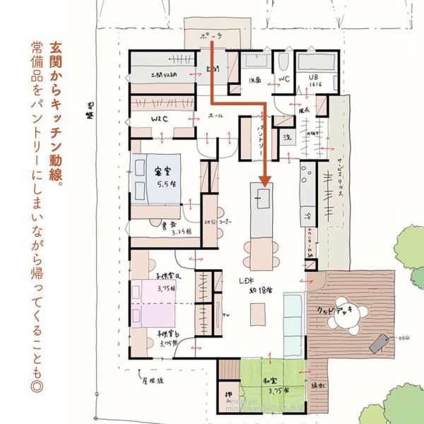 帰ったらすぐ部屋着になれる！玄関近くにクローゼットな平屋。3