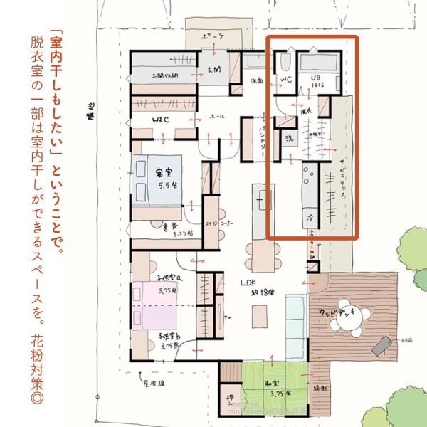 帰ったらすぐ部屋着になれる！玄関近くにクローゼットな平屋。4