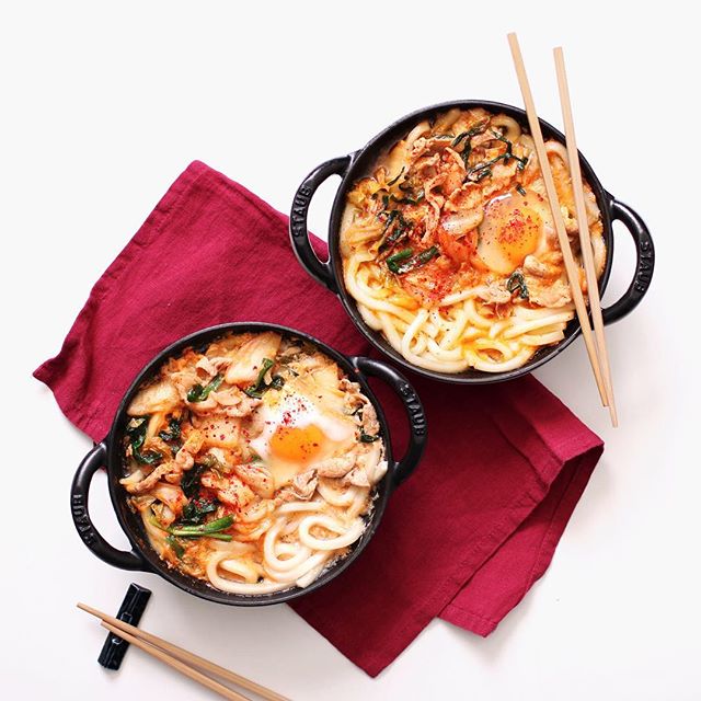 たまにはピリ辛に!豚キムうどん