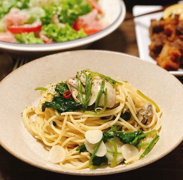 意外なコンビ！牡蠣とほうれん草のパスタ