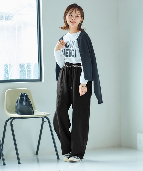 【WEARISTA田中亜希子さん×KOBE LETTUCEコラボ】センタープレススウェットワイドパンツ