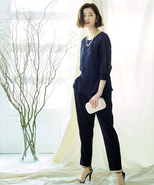 RUIRUE BOUTIQUE レーストップスペプラムパンツセットアップ