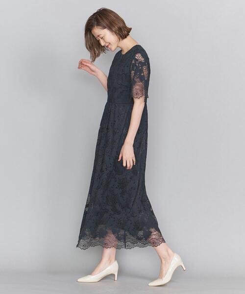 BY DRESS フラワーレースロングドレス о