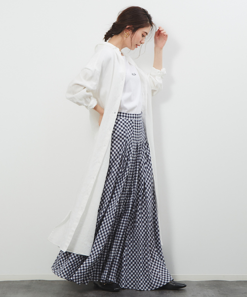Rouge vif la cle リネンAラインシャツワンピース