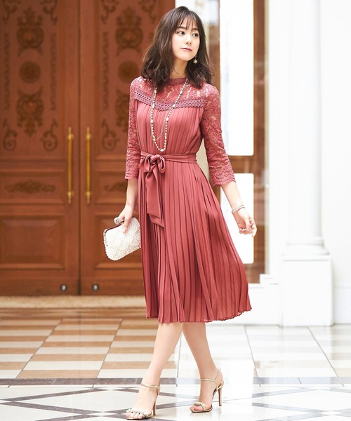 RUIRUE BOUTIQUE 2wayレース切替プリーツワンピース
