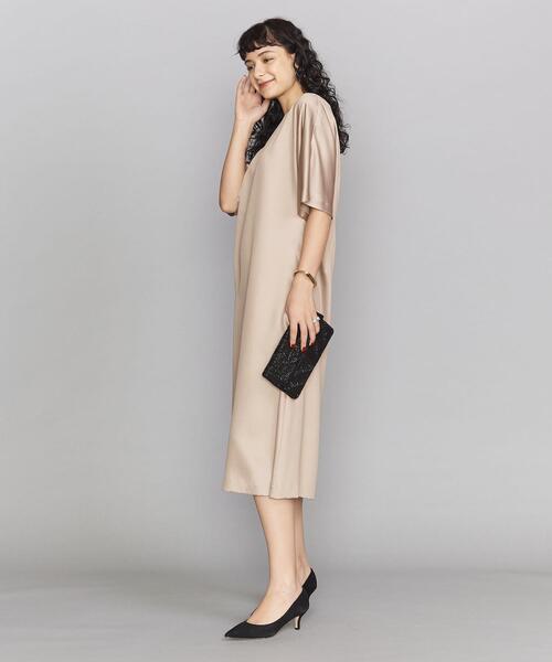 BY DRESS サテンドルマンスリーブ5分袖ドレス
