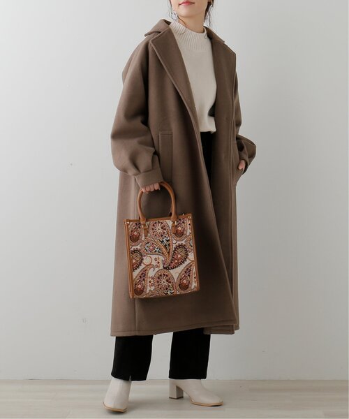 【WEB限定】ニットメルトンボリュームスリーブロングコート