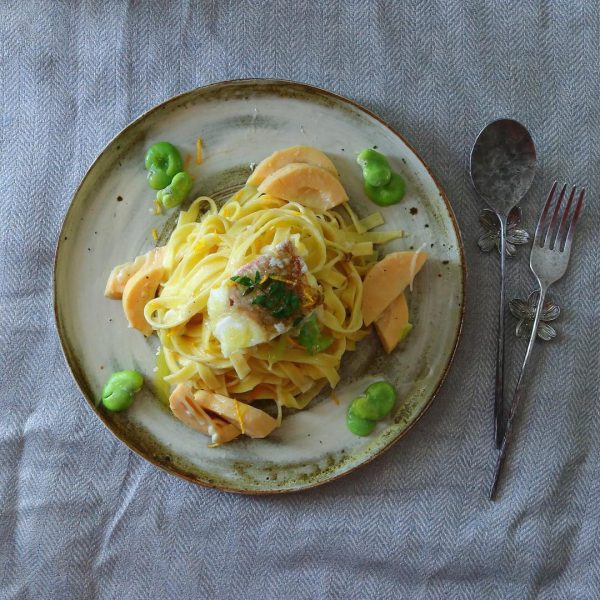 おすすめの春食材☆鯛とタケノコのパスタ