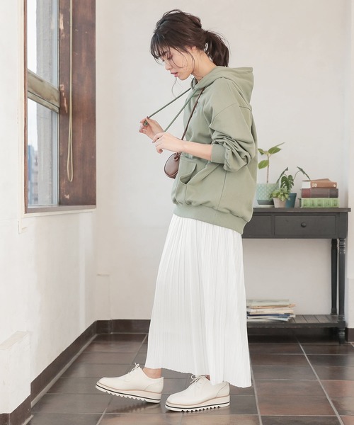 ロング丈/マキシ丈2typeサテンプリーツスカート