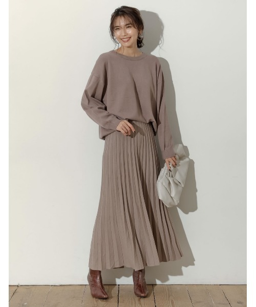 ソフトニットプリーツ風ロングスカート