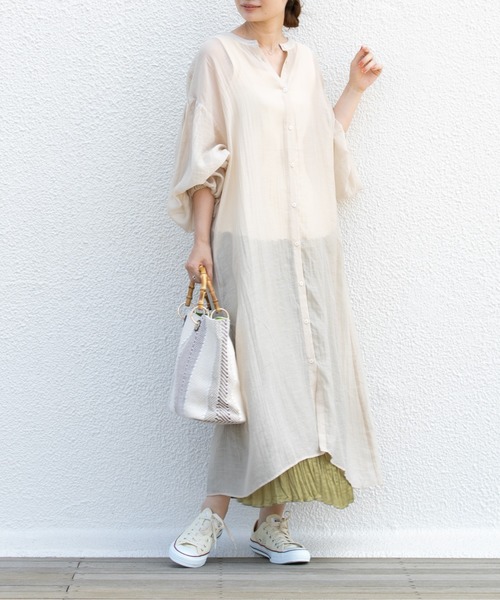 【ZOZO限定】2WAYボリュームワンピース/フレアパンツ/ロングTシャツ/クリンクル/ワイドパンツ/プリーツスカート/マーメイド/ワッシャー/マキシ/バンドカラー/シアー/ビッグシルエット/バックスリット/ルーズ/マキシ丈/ワンピース/ダメージ/シャイニー/シャツ