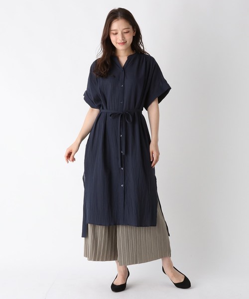 綿シフォンシャツワンピース