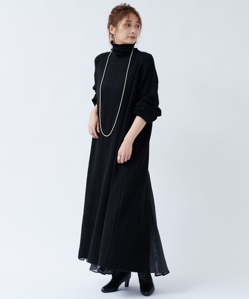 DouDou バックリボンニットワンピース