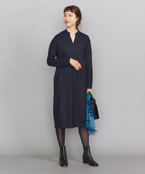 BY スキッパーネックロングスリーブワンピース