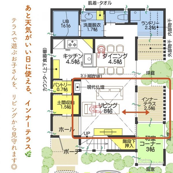 キッチンへ一直線！玄関〜キッチンがつながる間取り。3