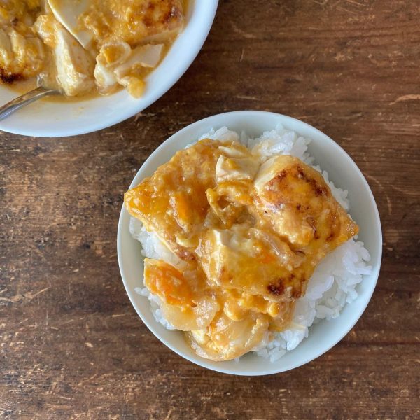 栄養満点レシピ！豆腐の甘酢卵とじ丼