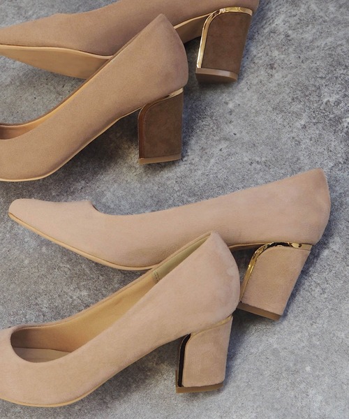 [minia] ゴールドヒールポインテッドパンプス 　◇
