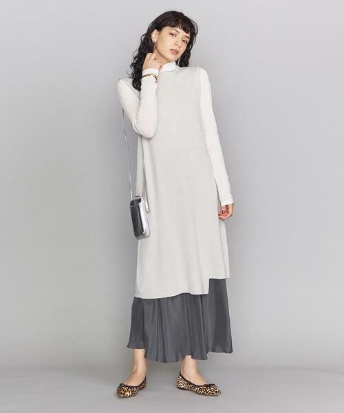 ロングワンピース×マーメイドサテンスカート