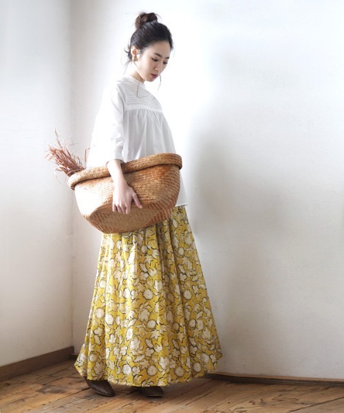 花柄シフォン マキシフレアスカート