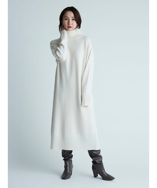 ウールカシミアハイネックワンピース