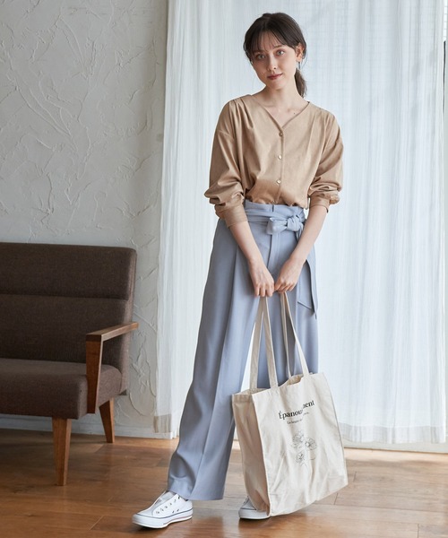 裏起毛あったかハイウエストワイドパンツ