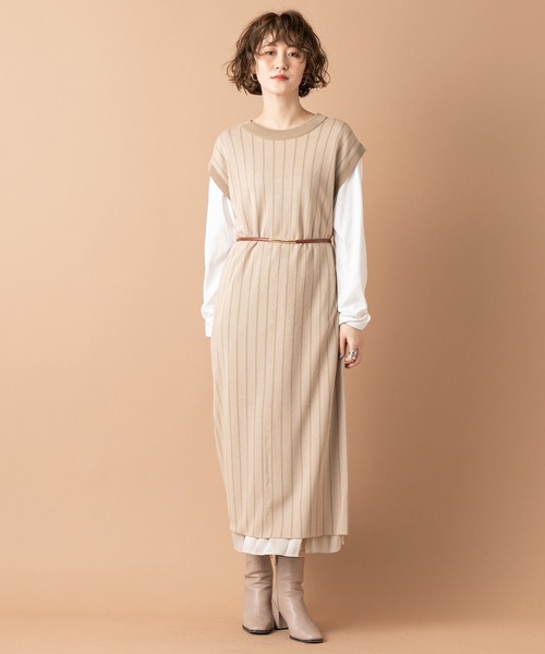 ここでしか手に入らない!【WEB限定】バックスリットワンピース(ストライプ柄)