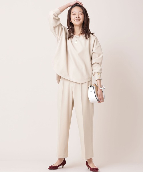 WEB限定/カットジョーゼット ブラウス+パンツ セットアップ
