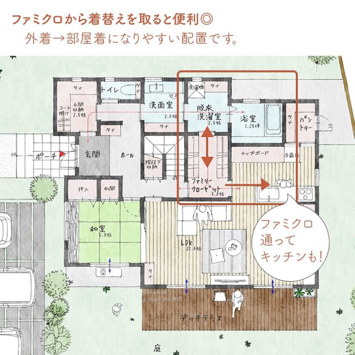 まずお風呂でサッパリ！玄関〜お風呂動線のある家。3