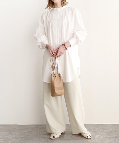 ブロード両開きロングシャツ