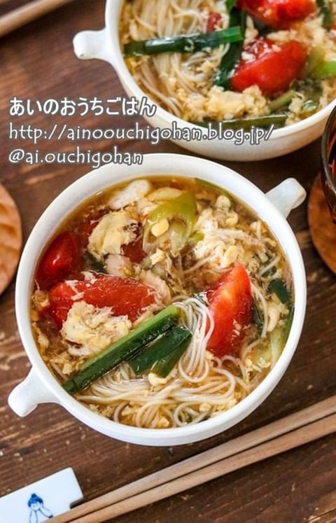 ニラトマ酸辣湯風そうめん