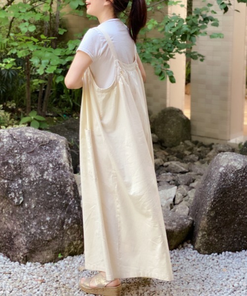 綿麻オールインワン ワイドパンツサロペット VSN 【ama】