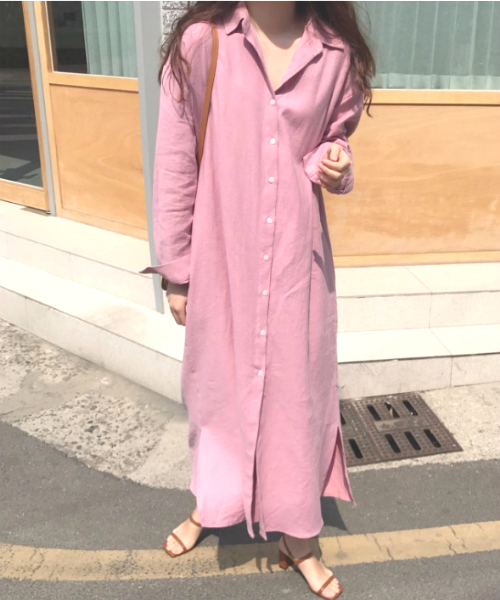 ゆるロングシャツワンピース VSN 【ama】