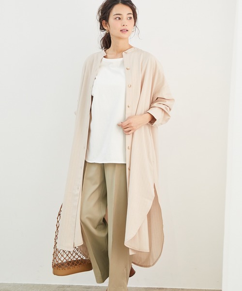 ストライプ柄シャツワンピース