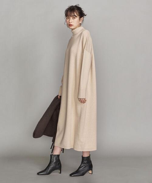 BY コットンカシミヤタートルネックマキシニットワンピース -ウォッシャブル-