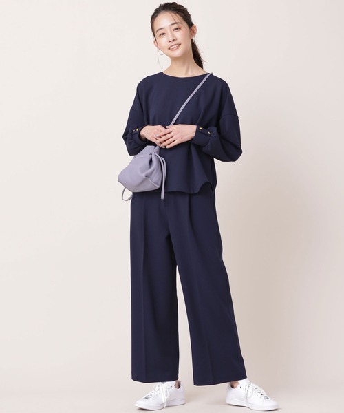 カットジョーゼット ブラウス+パンツ セットアップ
