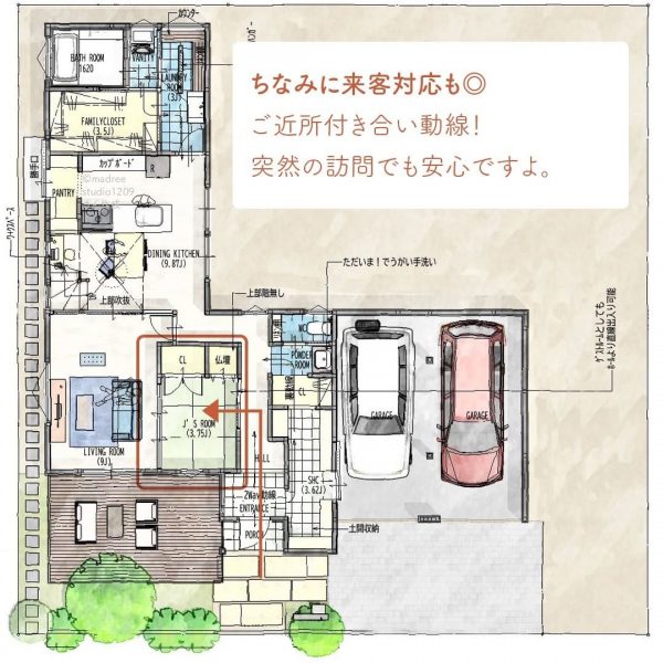 雨の日も助かる！出入りがラクな、ガレージ付きの家2