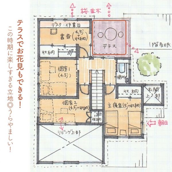 玄関の緑が映える！帰ってきて癒される間取り。4